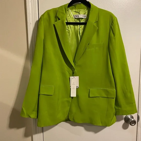 NWT Zara Lime Green Blazer - Picture 10 of 11